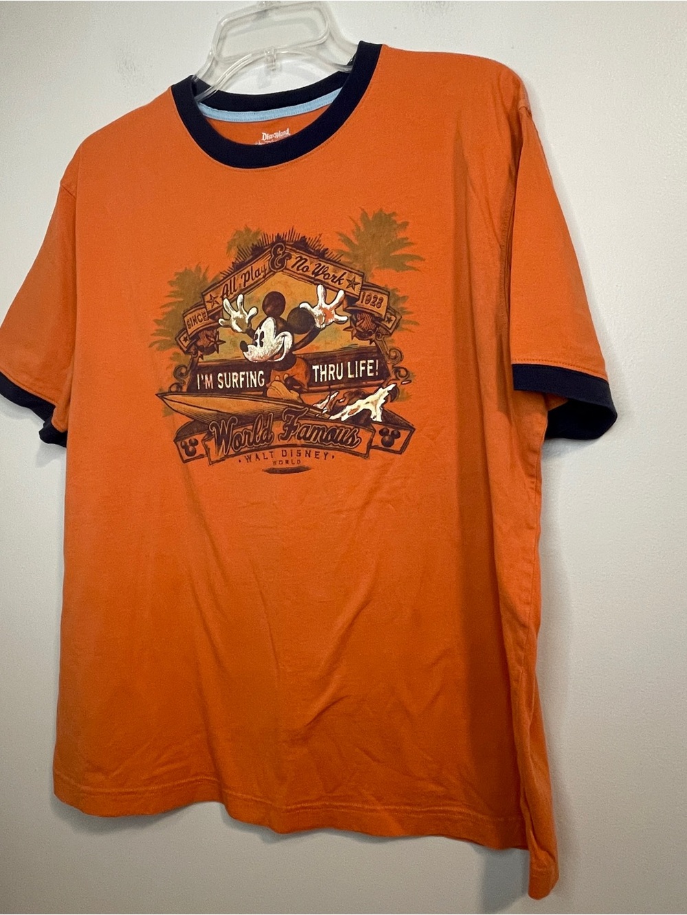 Disney Orange & Navy Mickey Surf Short Sleeve Tee